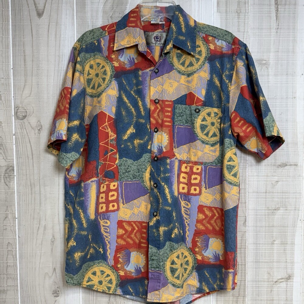 Vtg‎ The Territory Ahead Mens Shirt Abstract Colorful Resort Cruise Small